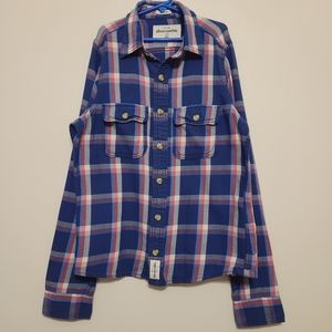 Abercrombie Kids Blue Plaid Long Sleeve Button Down